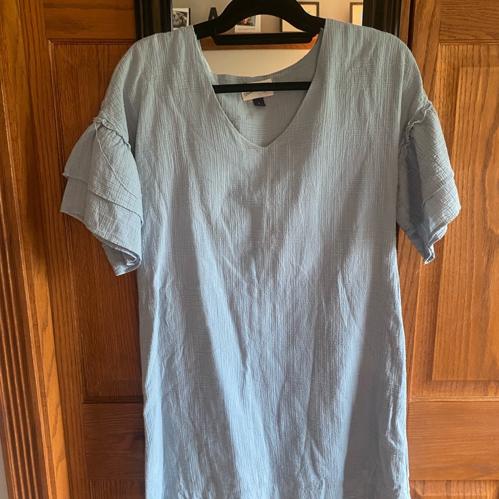 Universal thread ruffle sleeve dress light blue xs